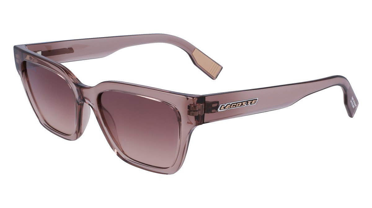 Sonnenbrillen Lacoste L6002S (035) farbe transarent grey form rechteckig gläser gradient brown