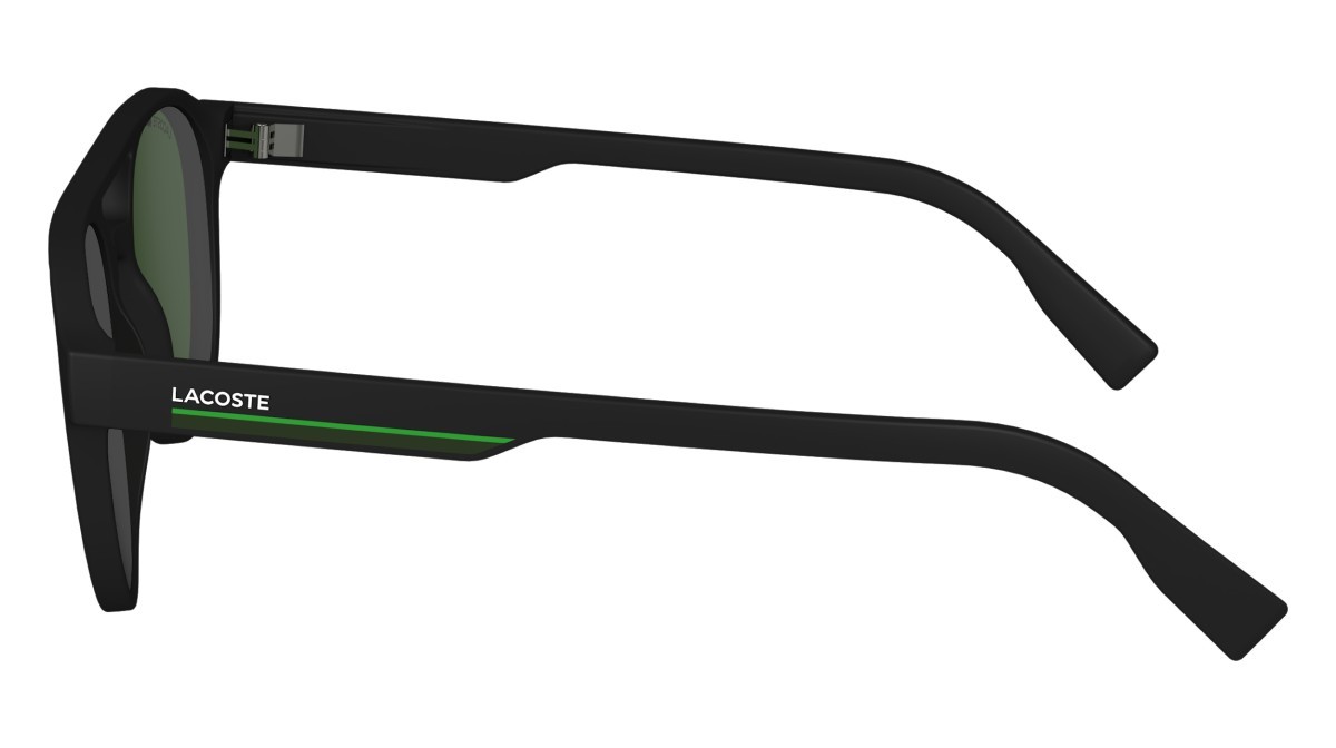 Sunglasses Lacoste L6008S (002) color matte black shape oval lenses solid green
