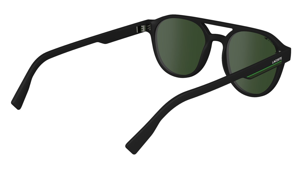Sunglasses Lacoste L6008S (002) color matte black shape oval lenses solid green