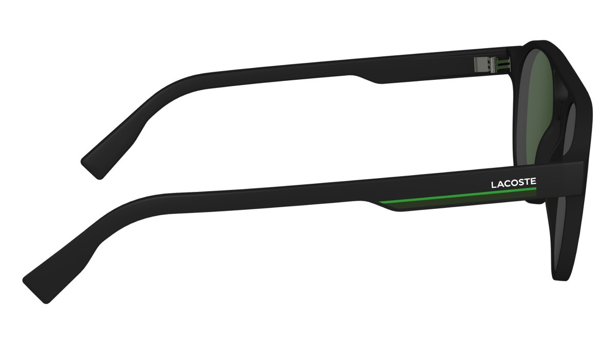 Sunglasses Lacoste L6008S (002) color matte black shape oval lenses solid green