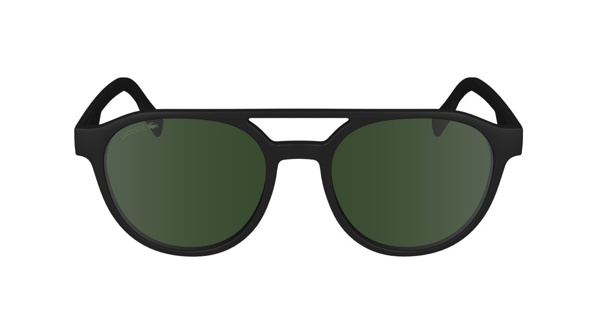 Sunglasses Lacoste L6008S (002) color matte black shape oval lenses solid green