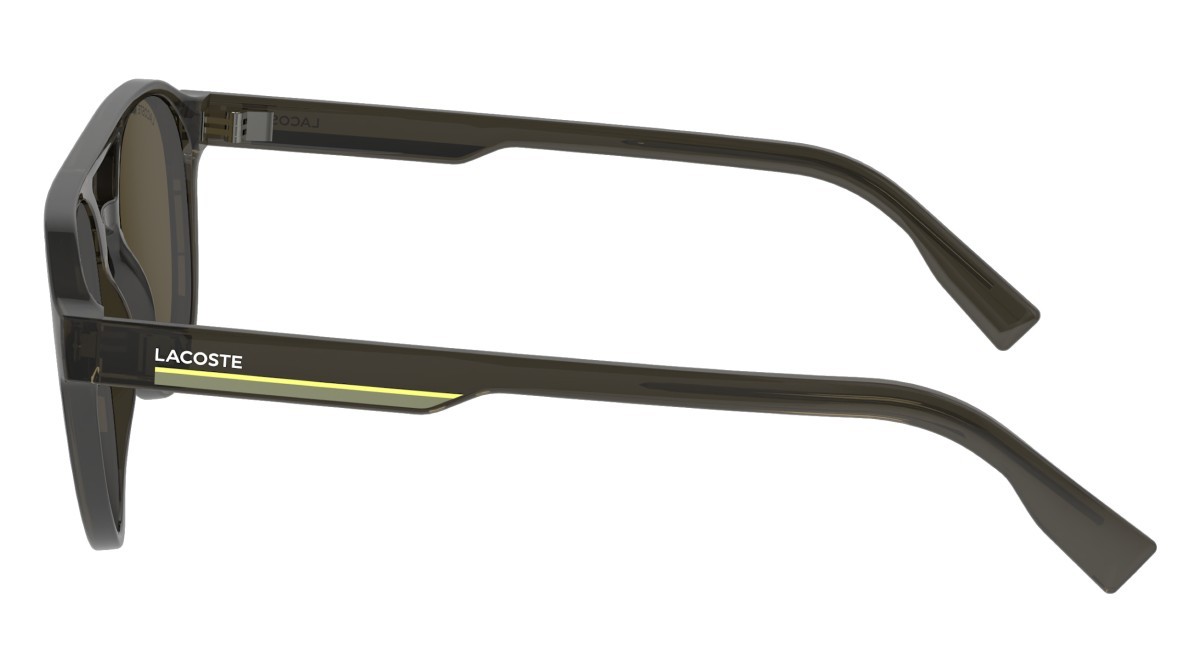 Occhiali da sole Lacoste L6008S (035) colore transparent  grey forma ovale lenti solid brown