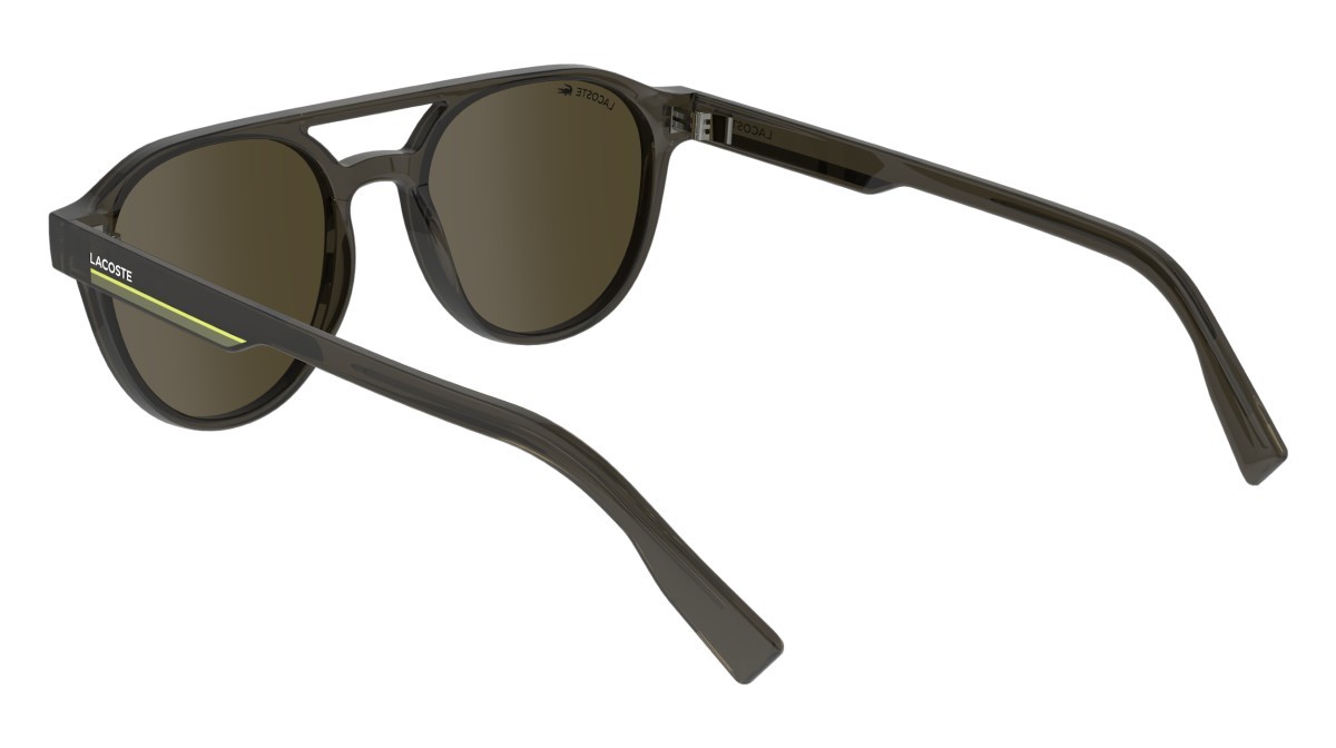Occhiali da sole Lacoste L6008S (035) colore transparent  grey forma ovale lenti solid brown