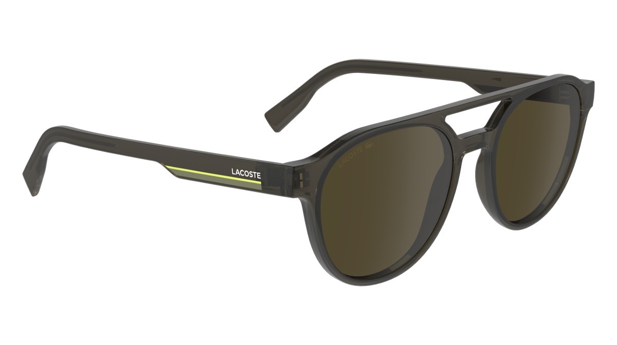 Occhiali da sole Lacoste L6008S (035) colore transparent  grey forma ovale lenti solid brown