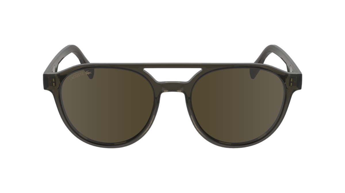 Occhiali da sole Lacoste L6008S (035) colore transparent  grey forma ovale lenti solid brown