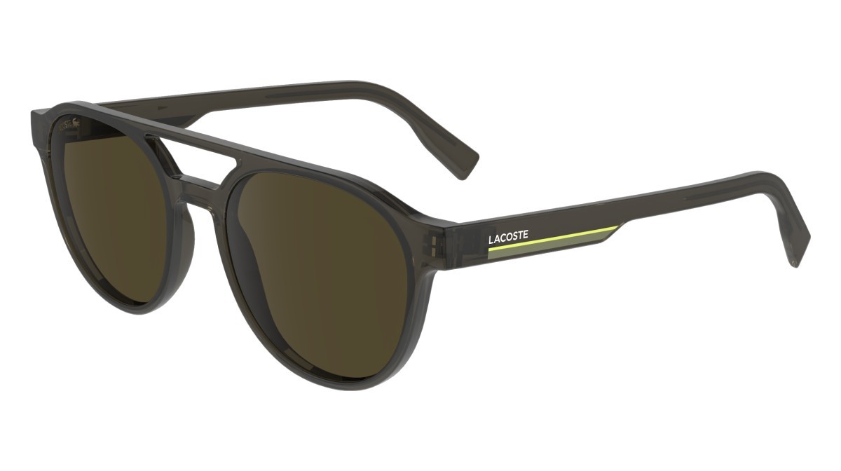 Occhiali da sole Lacoste L6008S (035) colore transparent  grey forma ovale lenti solid brown