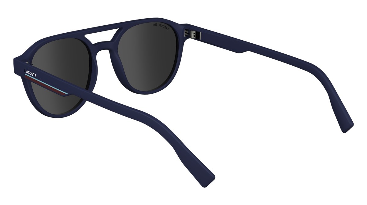 Occhiali da sole Lacoste L6008S (424) colore matte blue forma ovale lenti solid smoke
