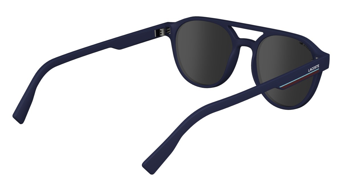 Occhiali da sole Lacoste L6008S (424) colore matte blue forma ovale lenti solid smoke