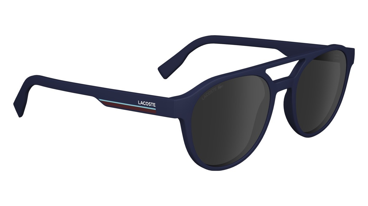 Occhiali da sole Lacoste L6008S (424) colore matte blue forma ovale lenti solid smoke
