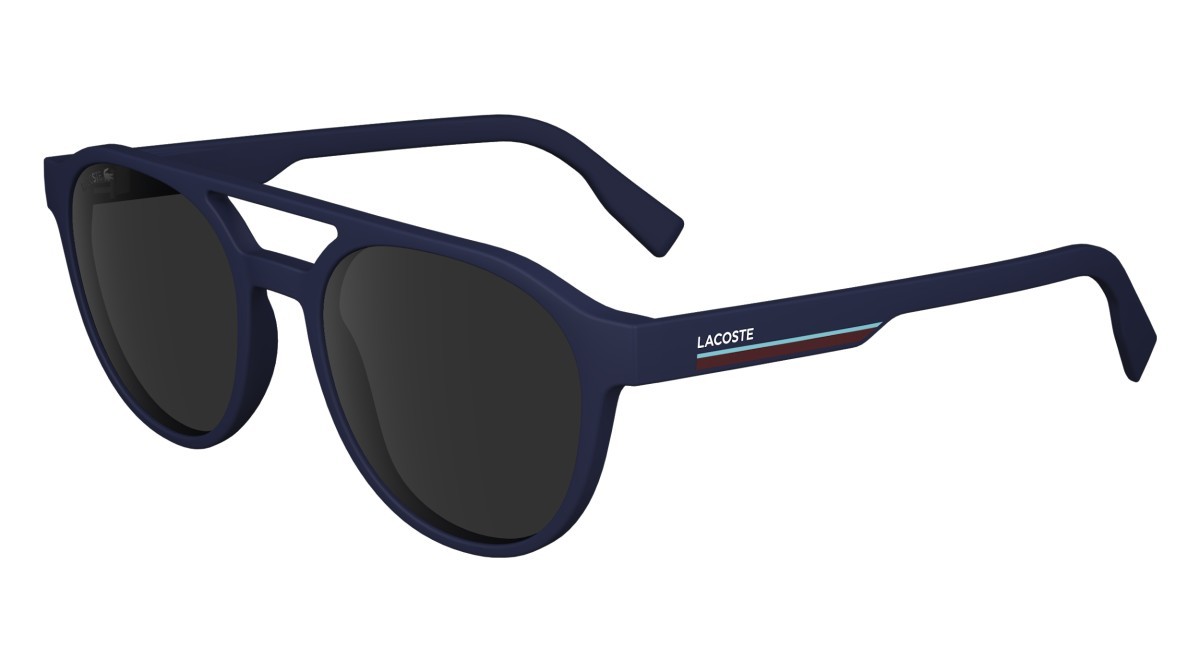 Occhiali da sole Lacoste L6008S (424) colore matte blue forma ovale lenti solid smoke