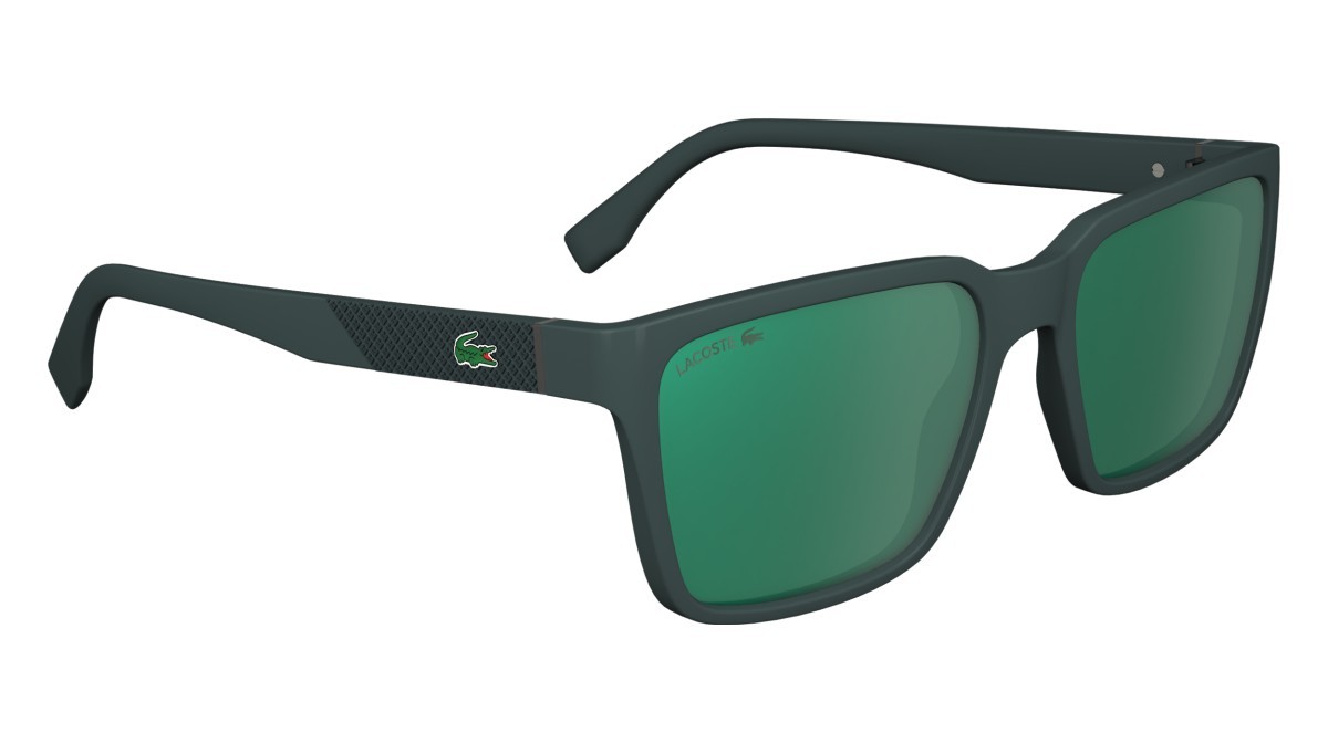 Sunglasses Lacoste L6011S (301) color green shape rectangle lenses solid  green flash mirror