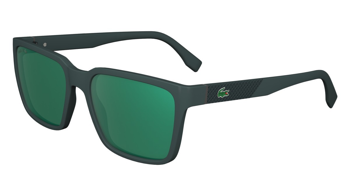Sunglasses Lacoste L6011S (301) color green shape rectangle lenses solid  green flash mirror
