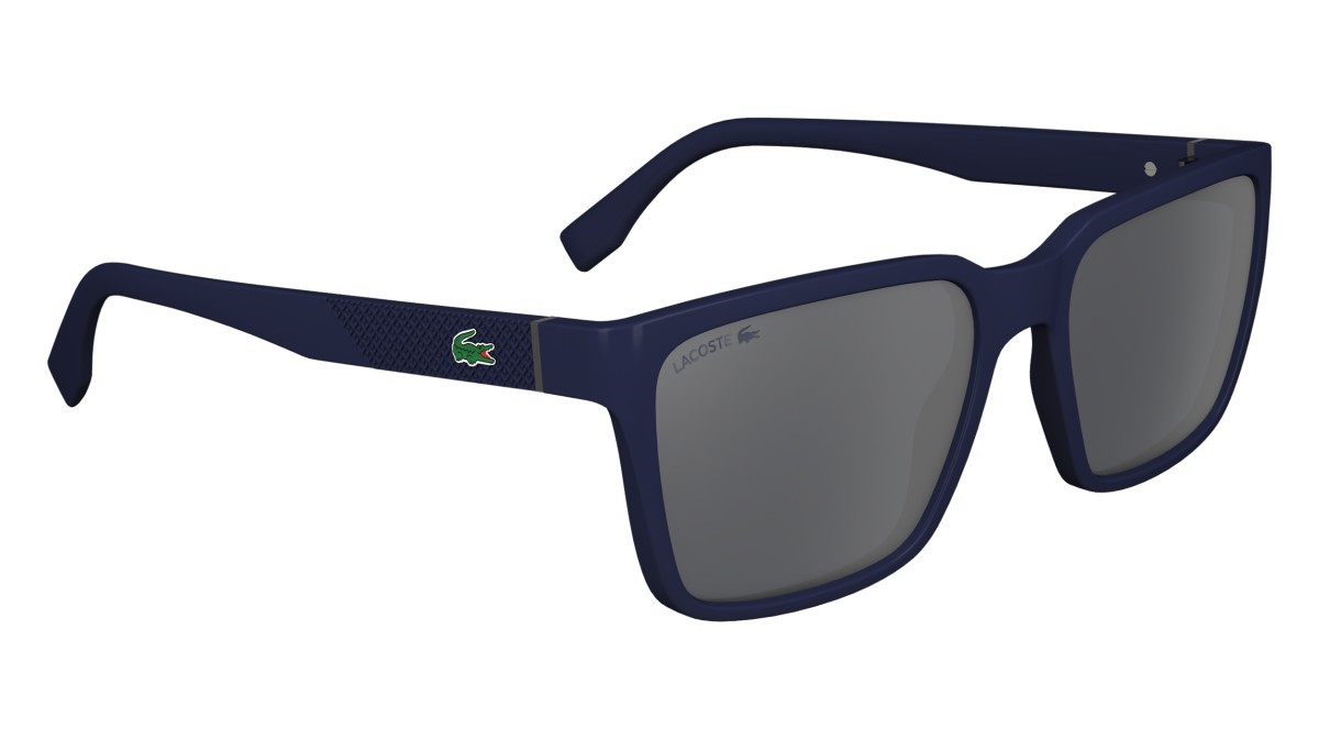 Occhiali da sole Lacoste L6011S (424) colore blue forma rettangolare lenti solid grey mirror