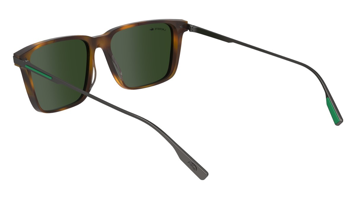 Sonnenbrillen Lacoste L6017S (214) farbe havana form rechteckig gläser solid green
