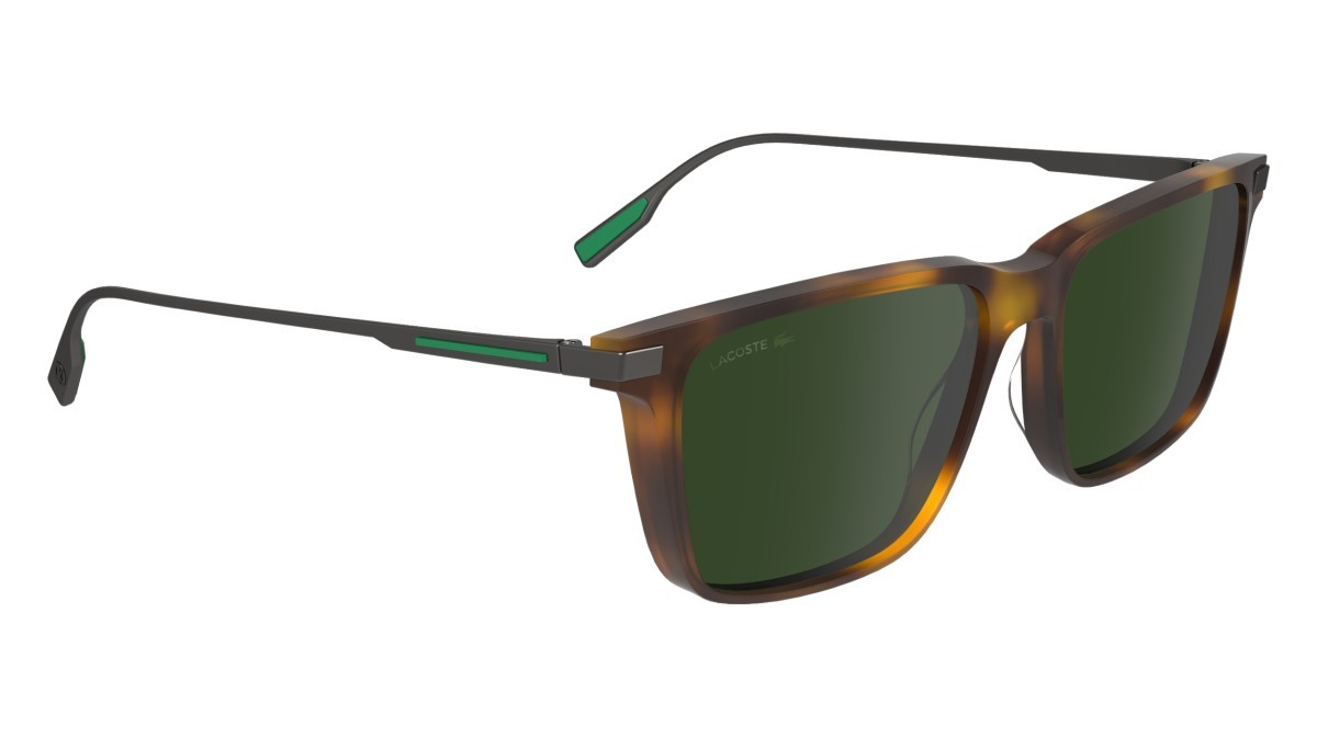 Sonnenbrillen Lacoste L6017S (214) farbe havana form rechteckig gläser solid green