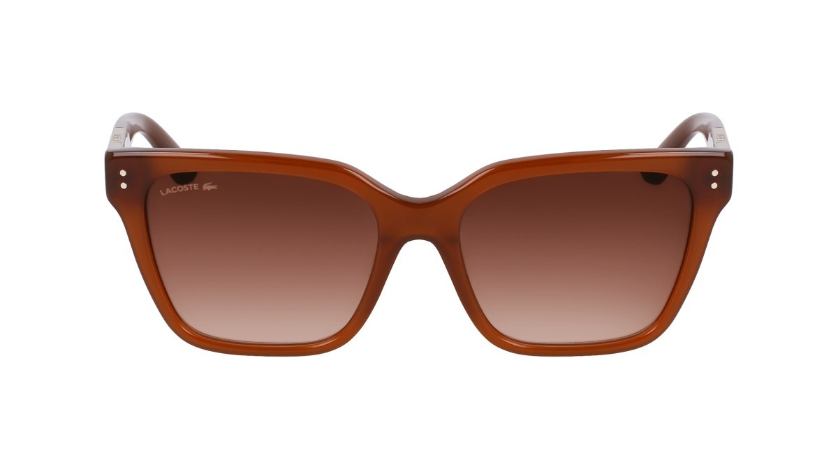 Sonnenbrillen Lacoste L6022S (210) farbe brown form rechteckig gläser gradient light brown