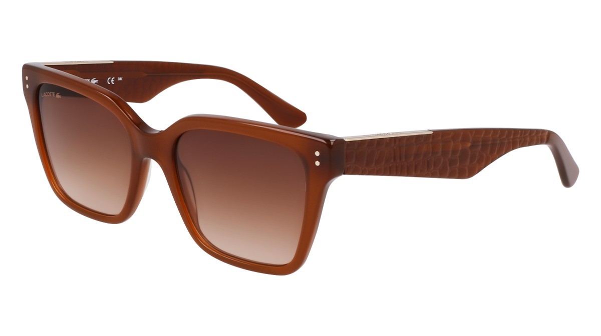 Sonnenbrillen Lacoste L6022S (210) farbe brown form rechteckig gläser gradient light brown