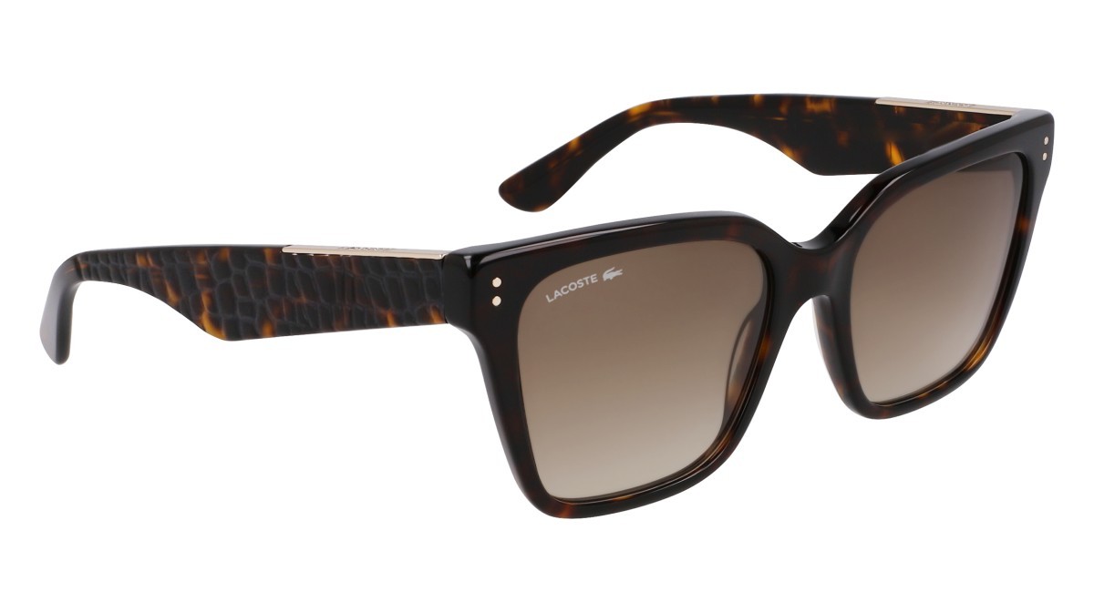 Sonnenbrillen Lacoste L6022S (230) farbe dark havana form rechteckig gläser gradient khaki