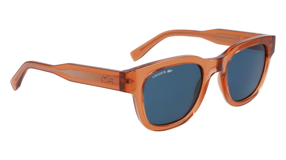 Sunglasses Lacoste L6023S (204) color brick shape oval lenses solid blue
