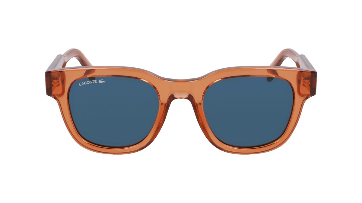 Sunglasses Lacoste L6023S (204) color brick shape oval lenses solid blue