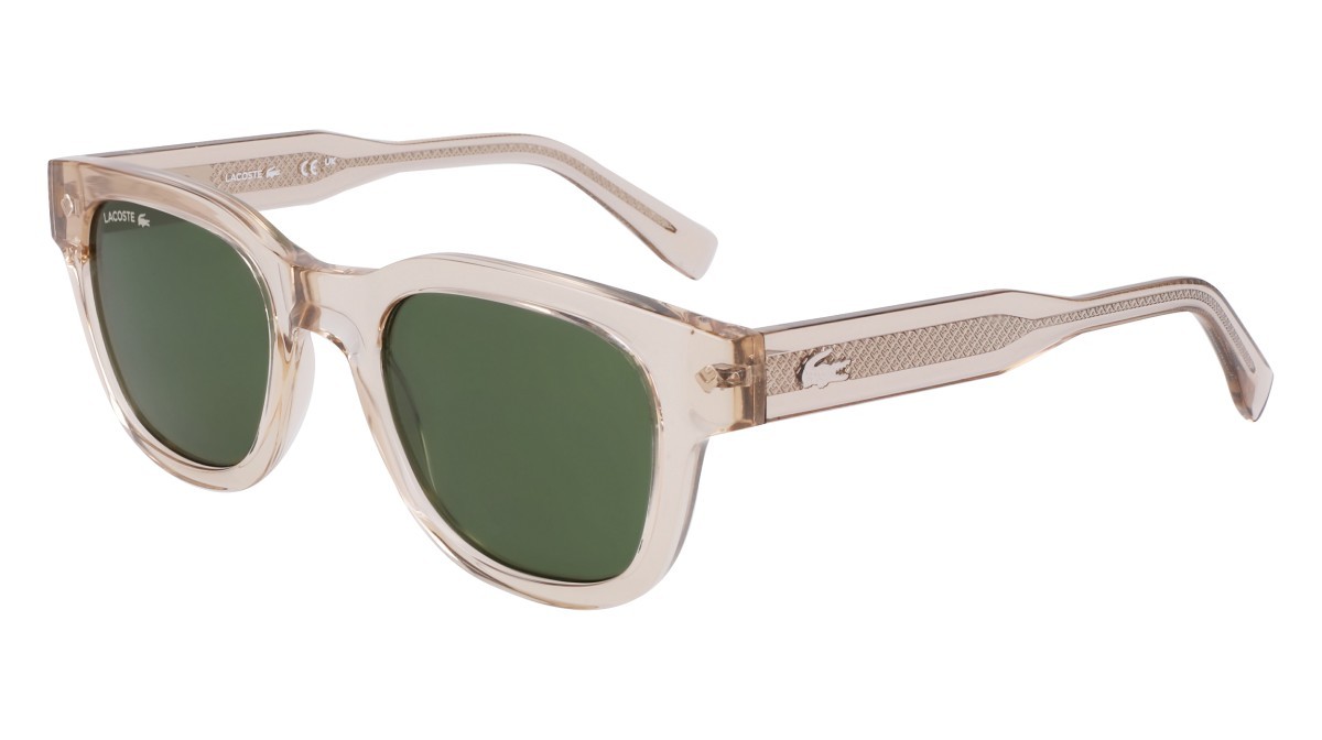 Sunglasses Lacoste L6023S (264) color beige shape oval lenses solid green