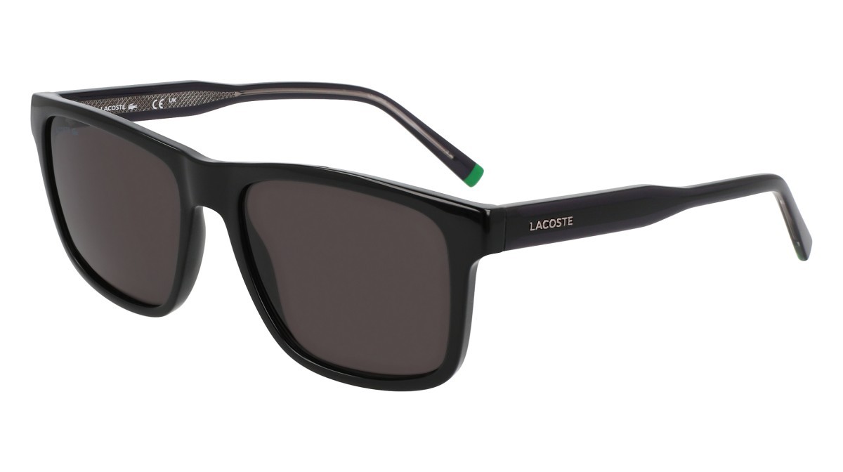 Sonnenbrillen Lacoste L6025S (001) farbe black form rechteckig gläser solid grey