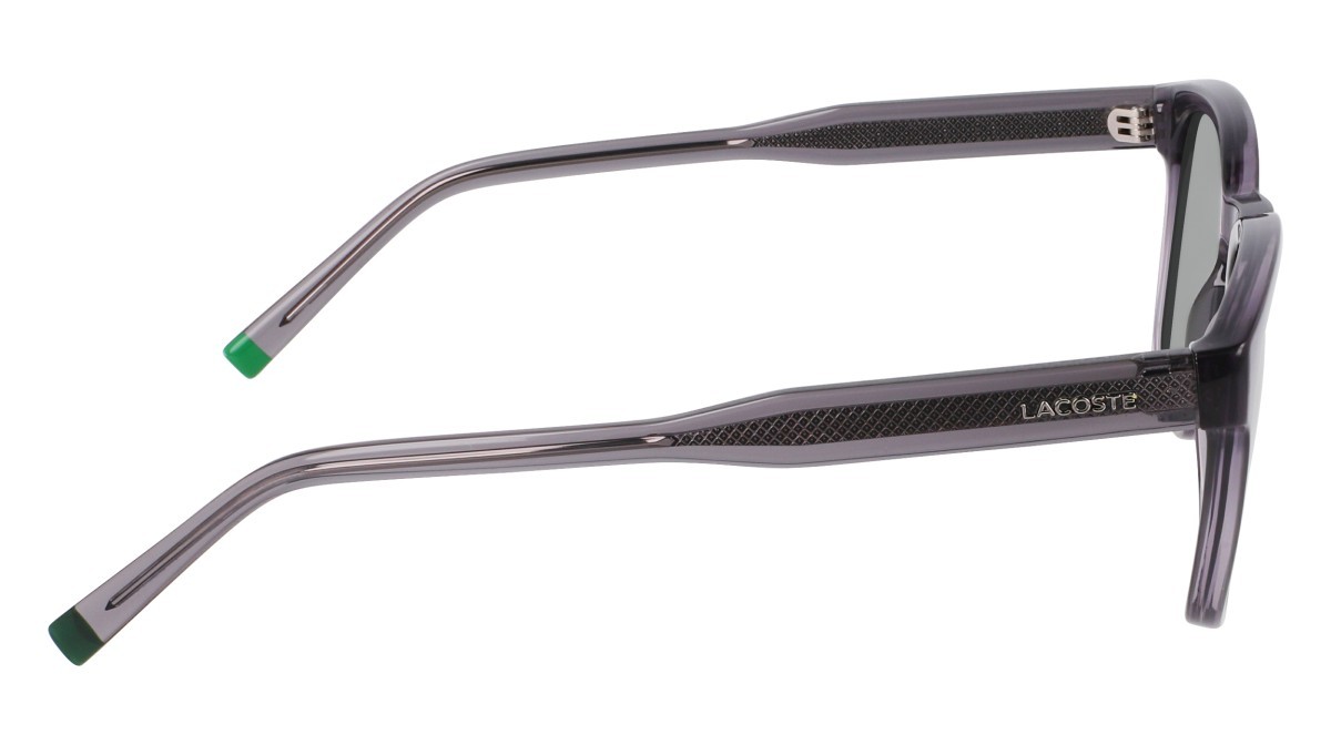 Sunglasses Lacoste L6026S (035) color transparent grey shape rectangle lenses solid green