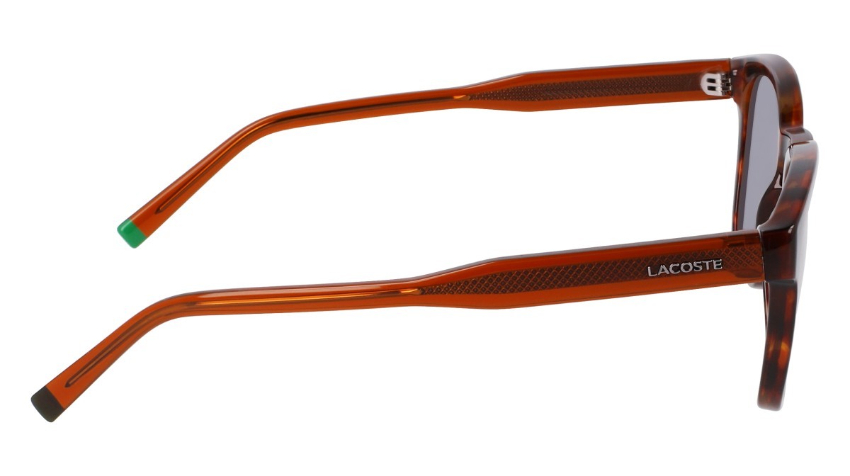 Sunglasses Lacoste L6026S (219) color havana brown shape rectangle lenses solid blue