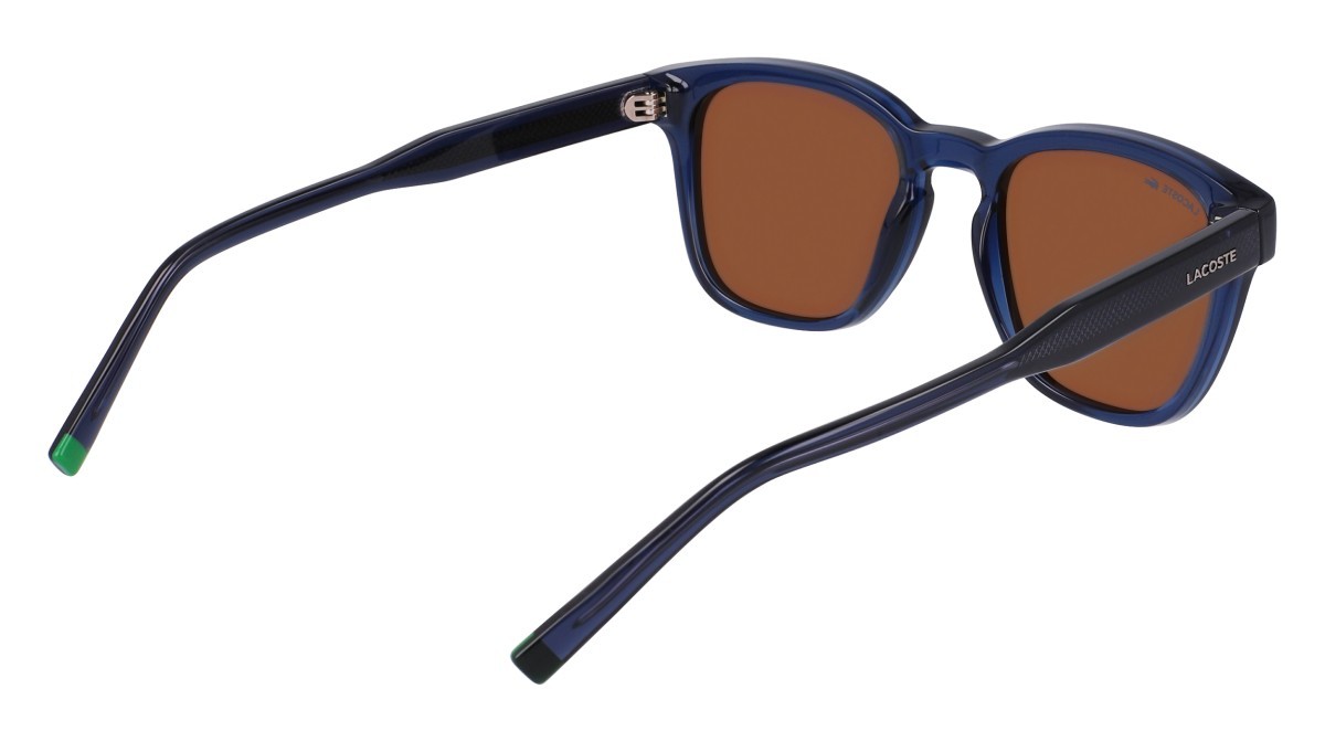 Sunglasses Lacoste L6026S (410) color transparent blue shape rectangle lenses solid brown
