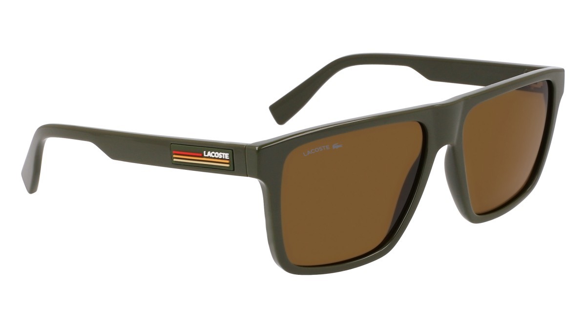 Sonnenbrillen Lacoste L6027S (275) farbe khaki form rechteckig gläser solid brown