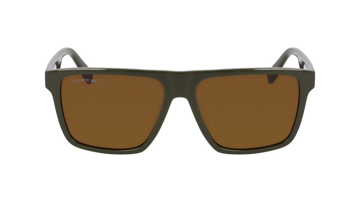 Sonnenbrillen Lacoste L6027S (275) farbe khaki form rechteckig gläser solid brown