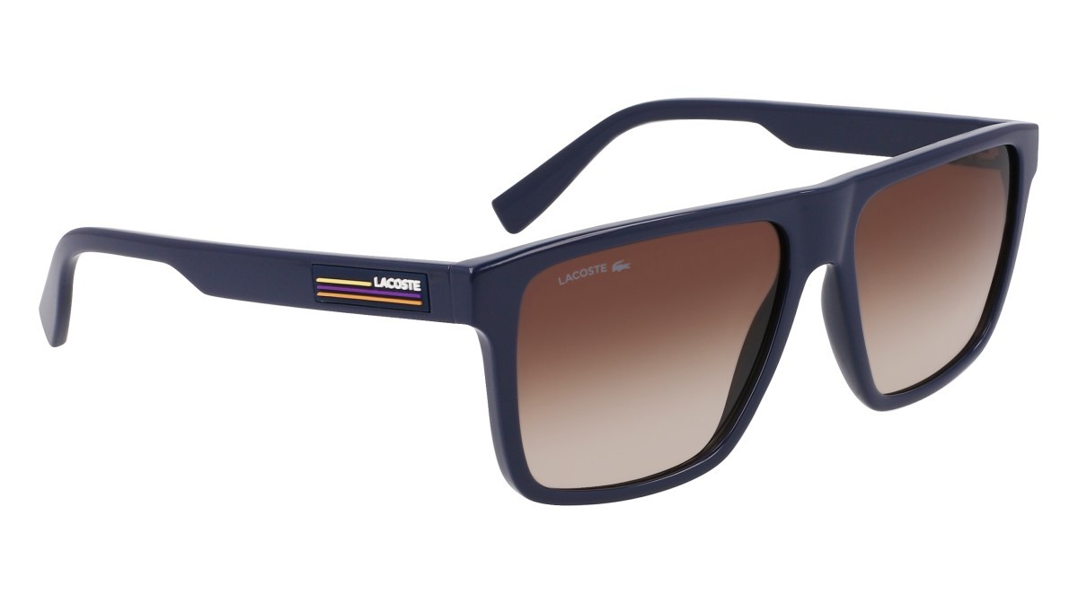 Sonnenbrillen Lacoste L6027S (410) farbe blue form rechteckig gläser brown gradient