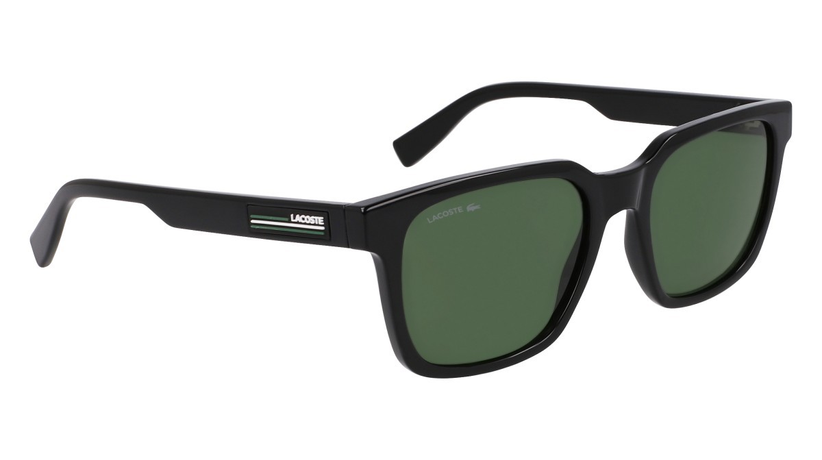 Sonnenbrillen Lacoste L6028S (001) farbe black form rechteckig gläser solid green