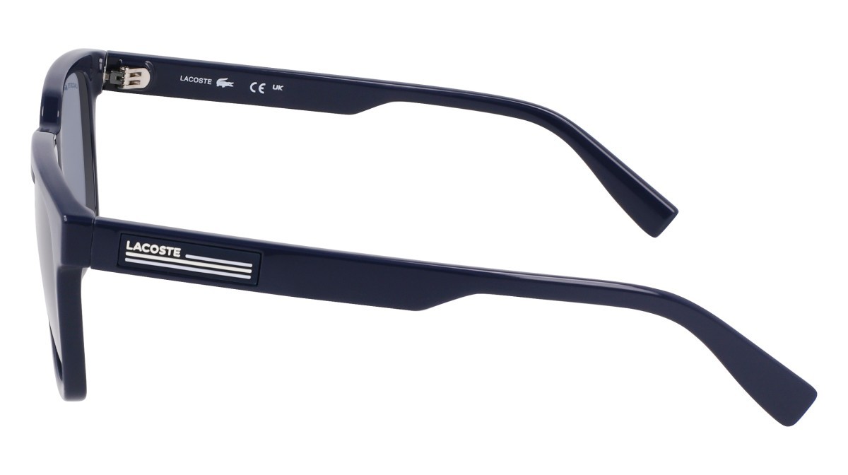 Sunglasses Lacoste L6028S (410) color blue shape rectangle lenses solid blue