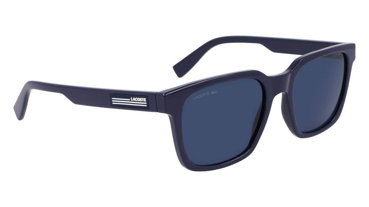 Sunglasses Lacoste L6028S (410) color blue shape rectangle lenses solid blue