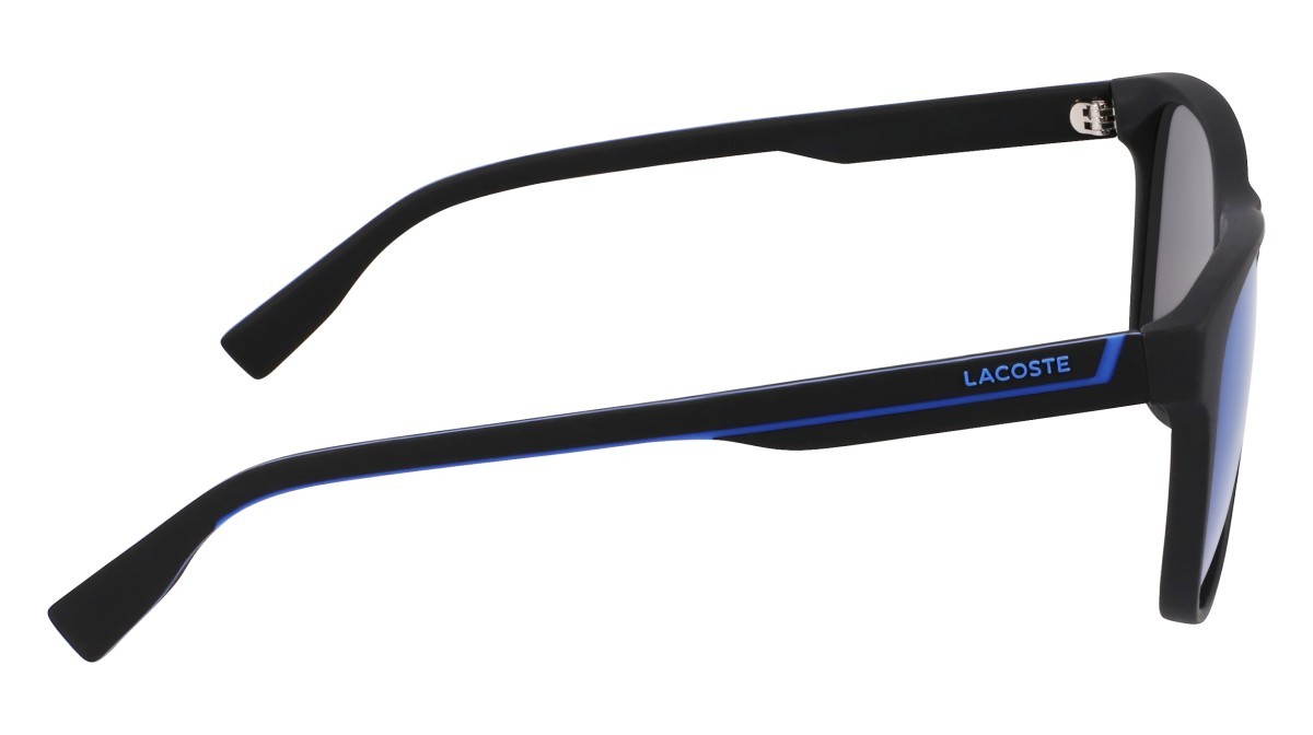 Sonnenbrillen Lacoste L6031S (002) farbe matte black form rechteckig gläser solid grey mirror blue