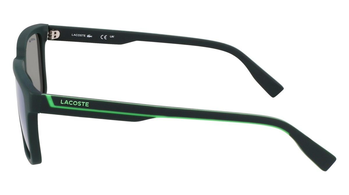 Sunglasses Lacoste L6032S (301) color matte green shape rectangle lenses solid green flash