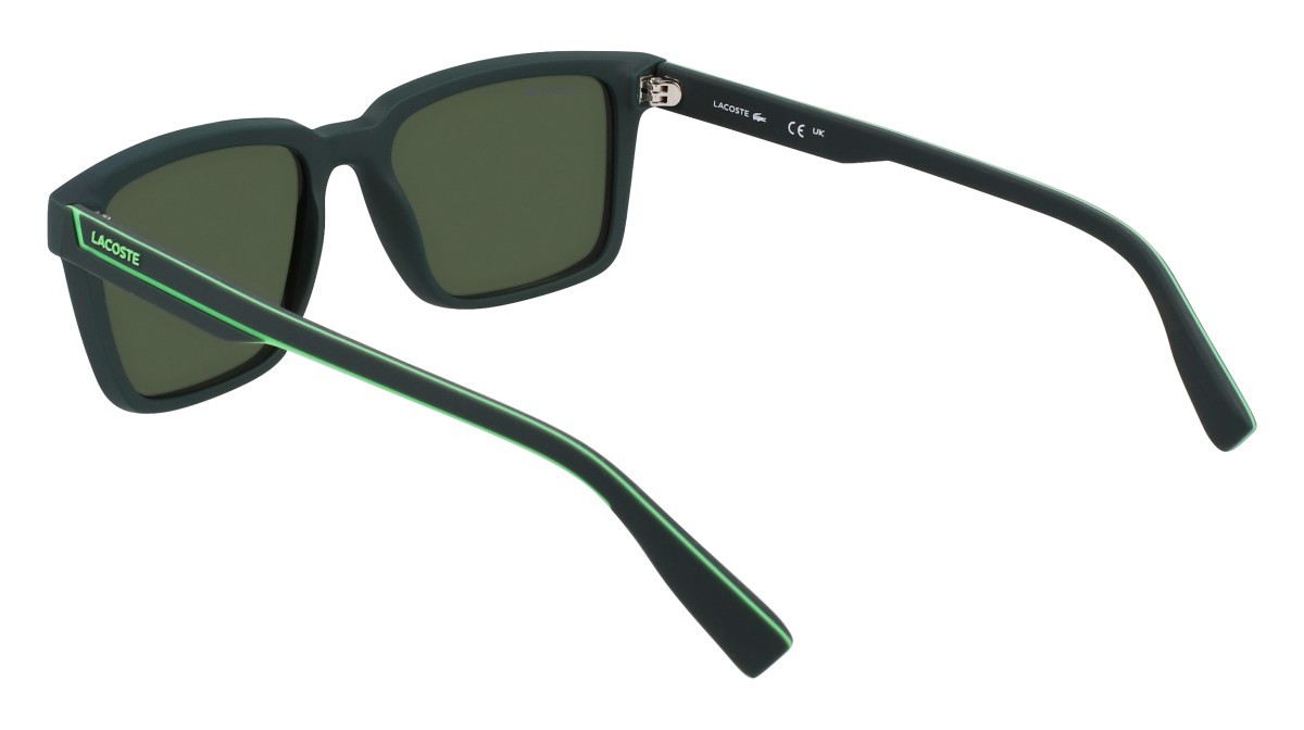 Sunglasses Lacoste L6032S (301) color matte green shape rectangle lenses solid green flash