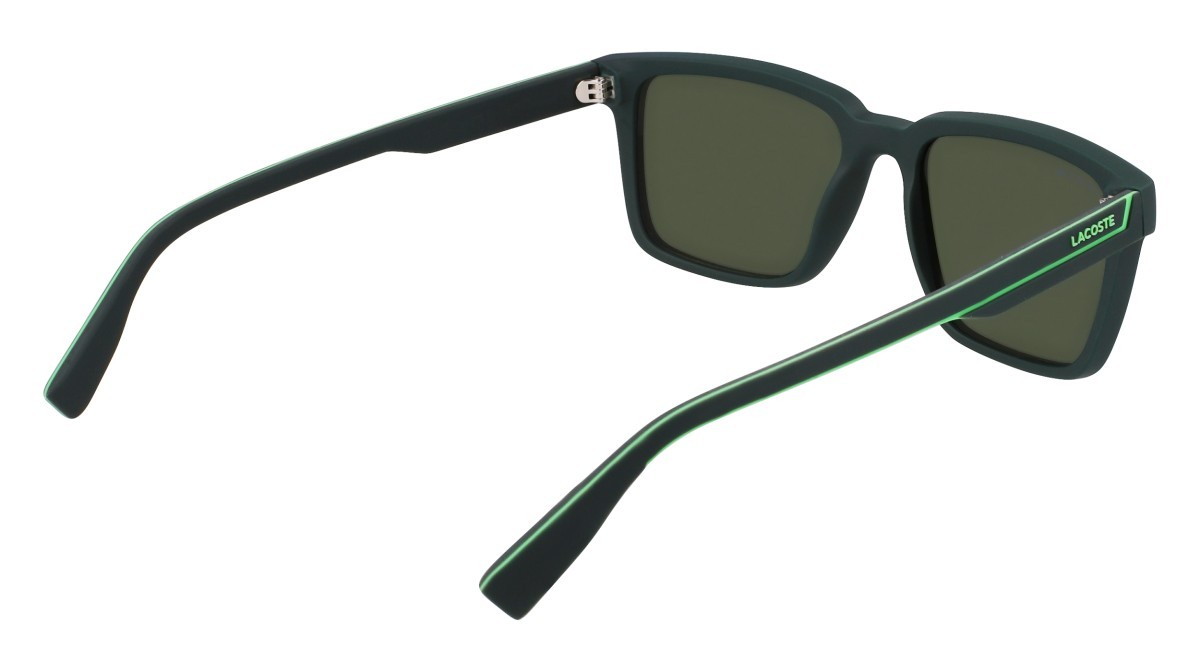 Sunglasses Lacoste L6032S (301) color matte green shape rectangle lenses solid green flash