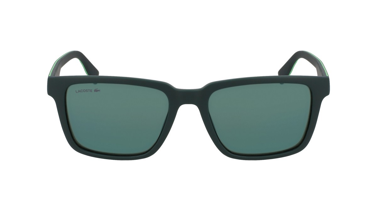 Sunglasses Lacoste L6032S (301) color matte green shape rectangle lenses solid green flash