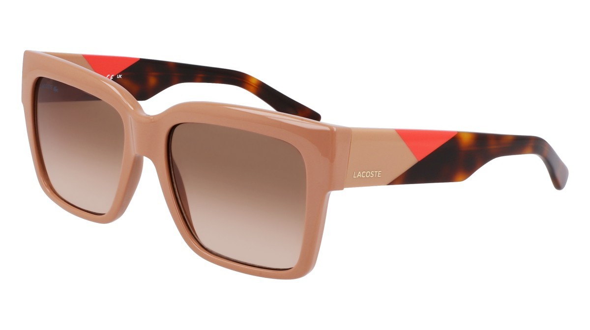 Sonnenbrillen Lacoste L6033S (264) farbe beige form rechteckig gläser gradient brown