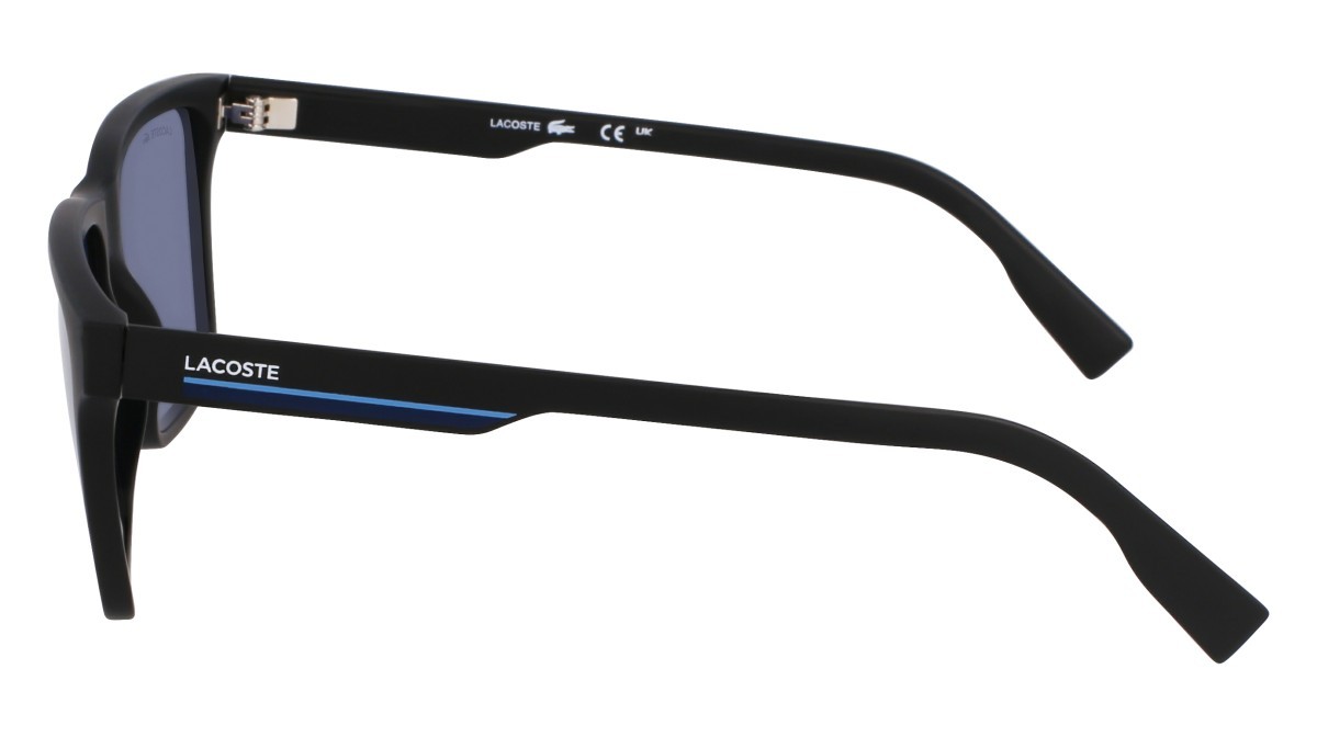 Occhiali da sole Lacoste L6039S (002) colore matte black forma rettangolare lenti solid blue