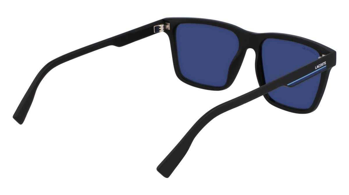 Occhiali da sole Lacoste L6039S (002) colore matte black forma rettangolare lenti solid blue