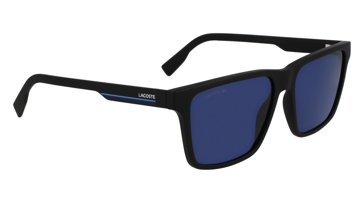 Occhiali da sole Lacoste L6039S (002) colore matte black forma rettangolare lenti solid blue