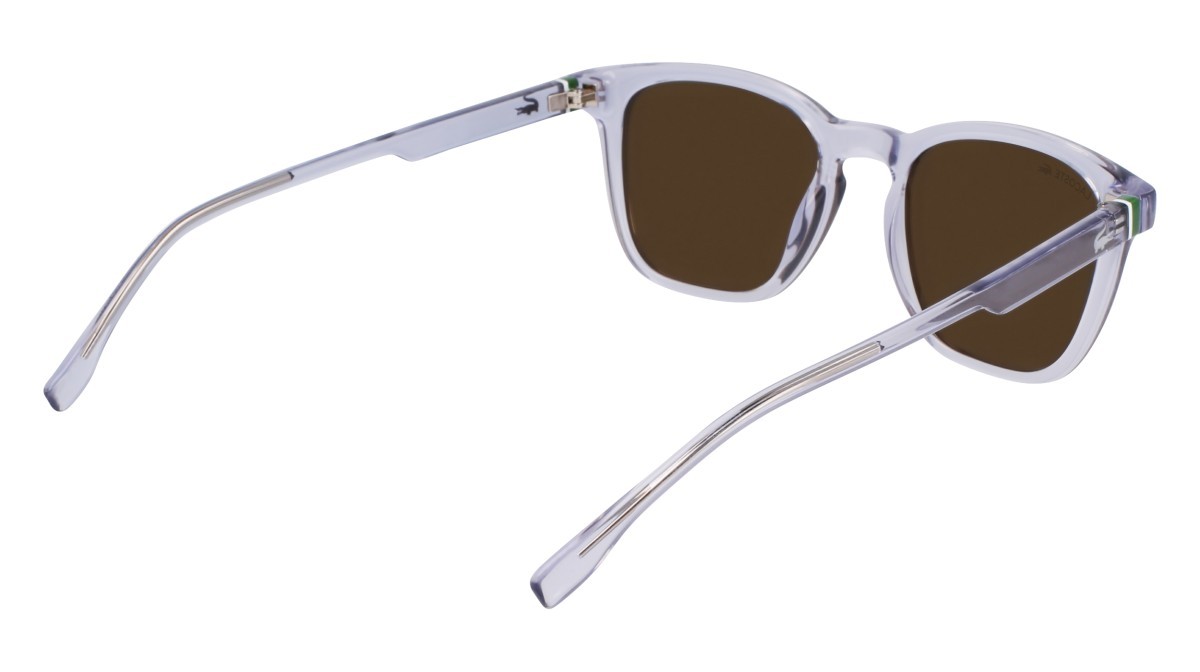 Sunglasses Lacoste L6040S (035) color transparent grey shape rectangle lenses solid brown