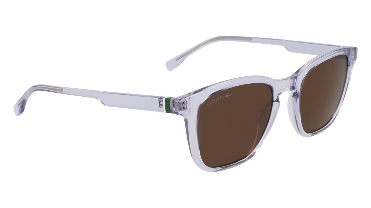 Sunglasses Lacoste L6040S (035) color transparent grey shape rectangle lenses solid brown