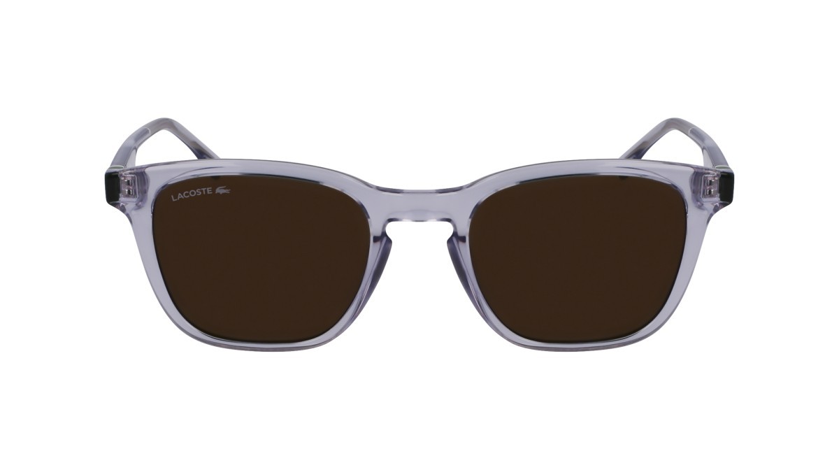 Sunglasses Lacoste L6040S (035) color transparent grey shape rectangle lenses solid brown