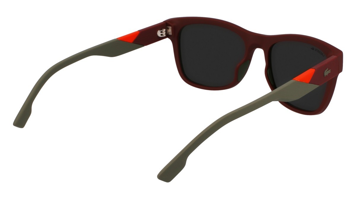 Sonnenbrillen Lacoste L6043S (601) farbe matte burgundy/orange mirror form rechteckig gläser solid grey flash orange