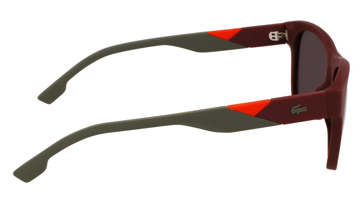 Sonnenbrillen Lacoste L6043S (601) farbe matte burgundy/orange mirror form rechteckig gläser solid grey flash orange