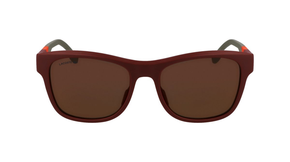 Sonnenbrillen Lacoste L6043S (601) farbe matte burgundy/orange mirror form rechteckig gläser solid grey flash orange